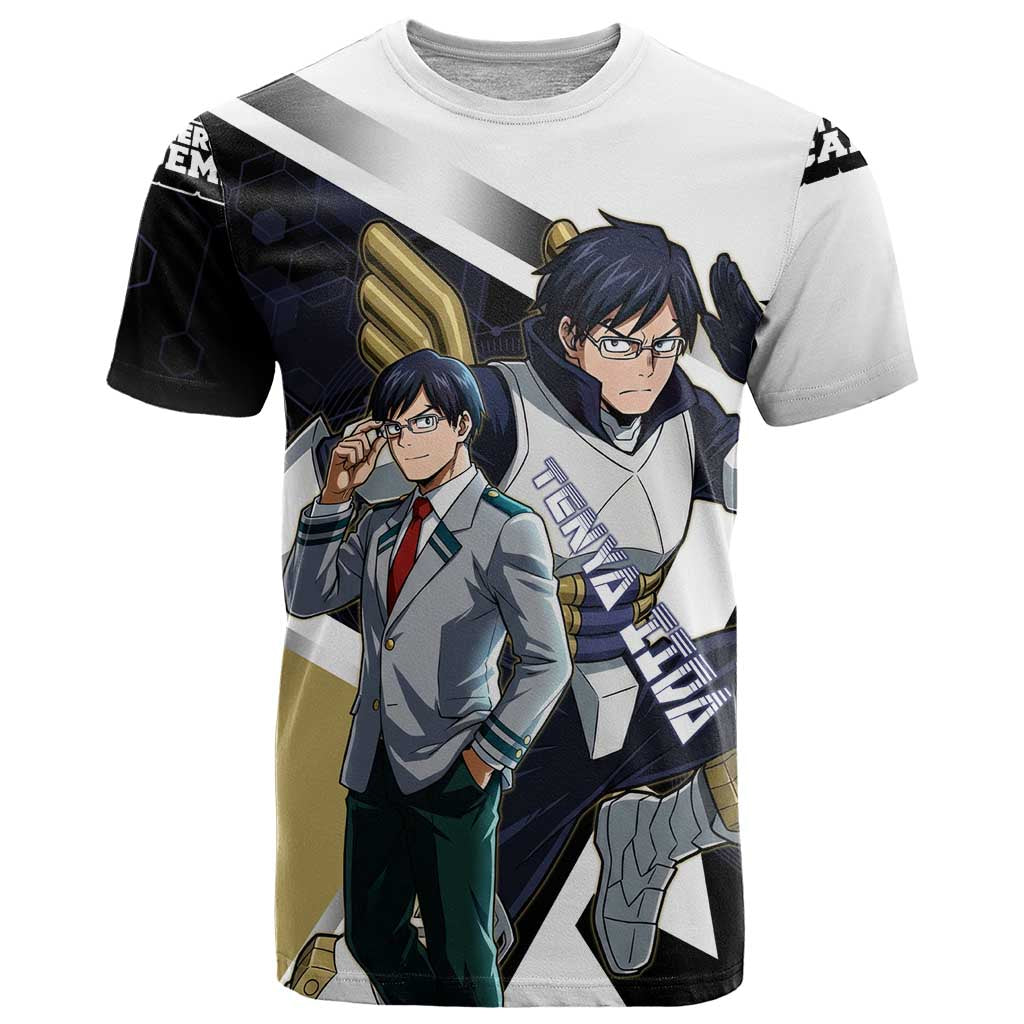 Tenya Iida T Shirt Dynamic Anime Action Illustration with Futuristic Hero Armor