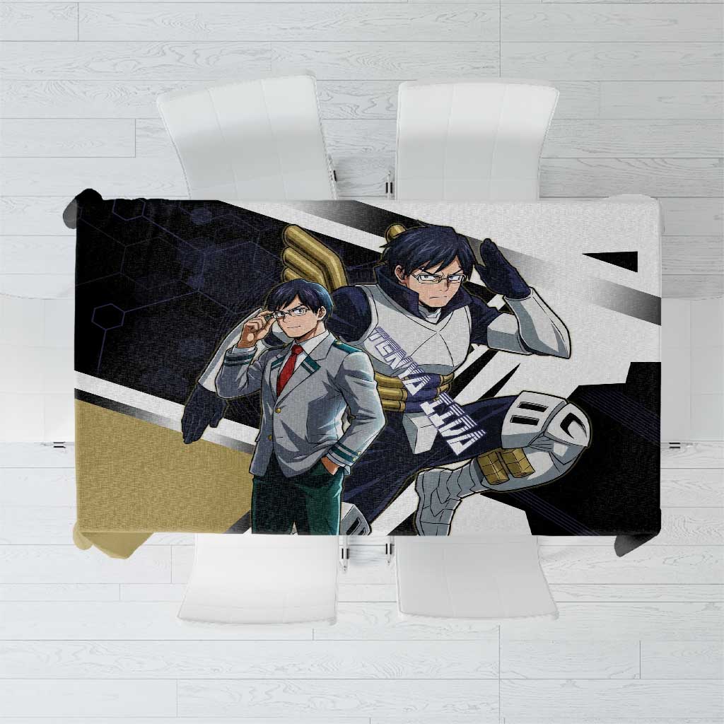 Tenya Iida Tablecloth Dynamic Anime Action Illustration with Futuristic Hero Armor