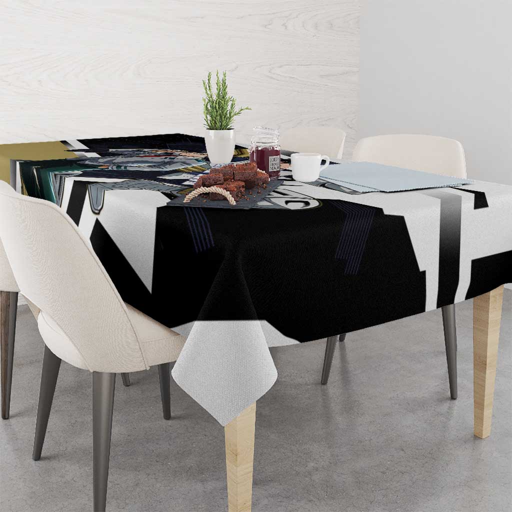 Tenya Iida Tablecloth Dynamic Anime Action Illustration with Futuristic Hero Armor