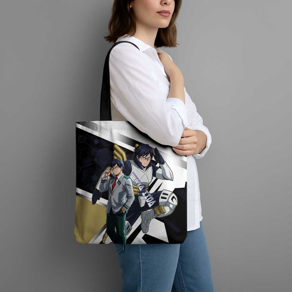 Tenya Iida Tote Bag Dynamic Anime Action Illustration with Futuristic Hero Armor