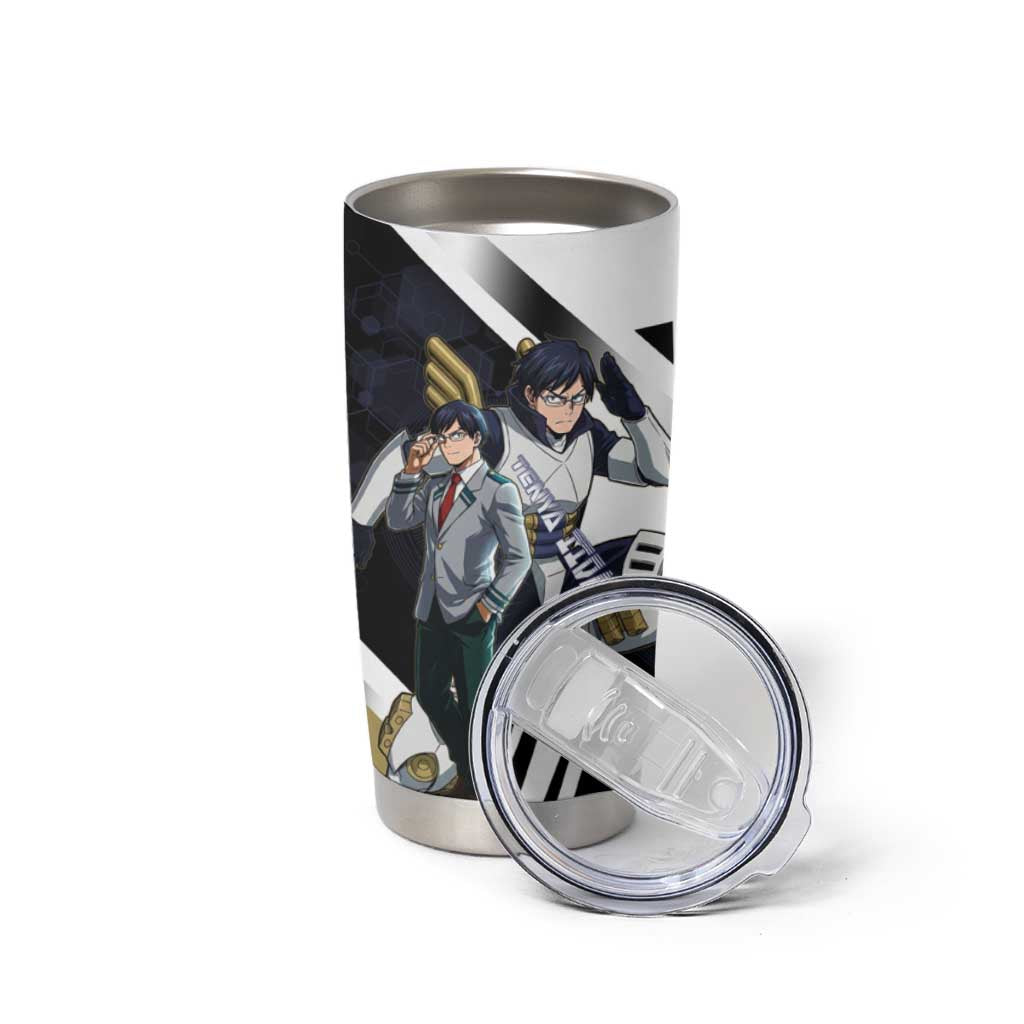 Tenya Iida Tumbler Cup Dynamic Anime Action Illustration with Futuristic Hero Armor