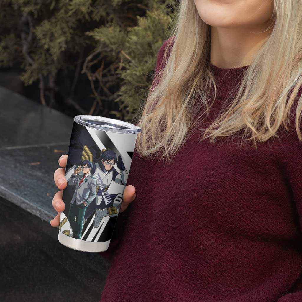 Tenya Iida Tumbler Cup Dynamic Anime Action Illustration with Futuristic Hero Armor