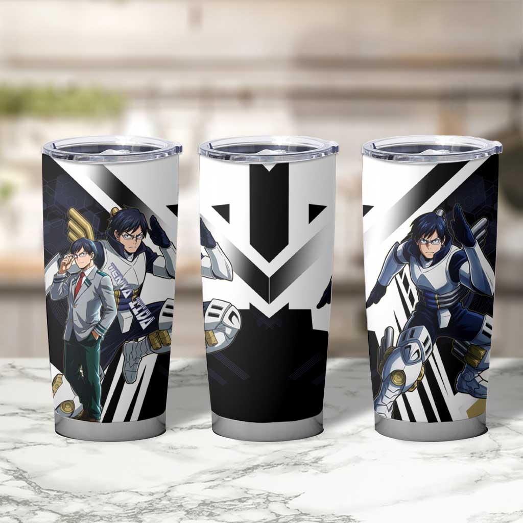 Tenya Iida Tumbler Cup Dynamic Anime Action Illustration with Futuristic Hero Armor
