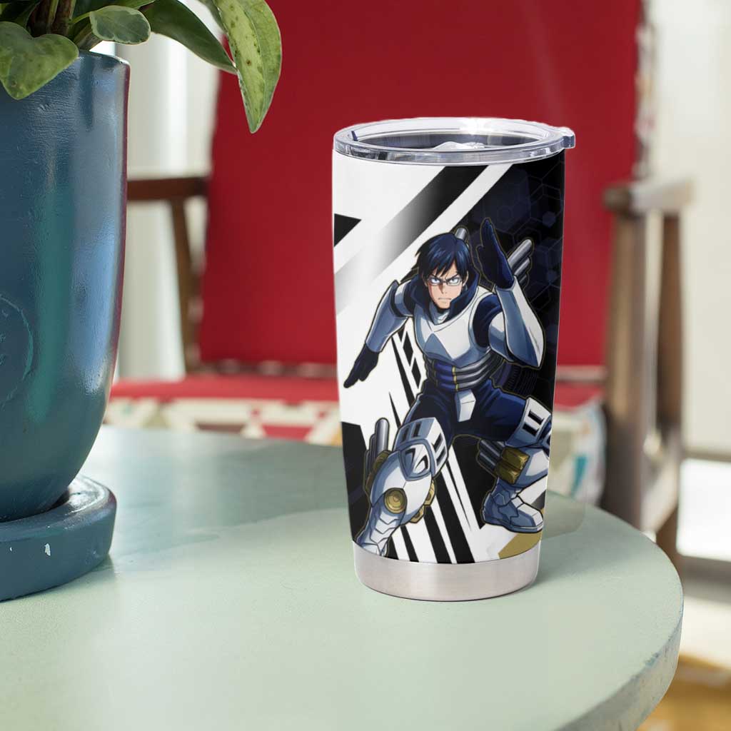 Tenya Iida Tumbler Cup Dynamic Anime Action Illustration with Futuristic Hero Armor
