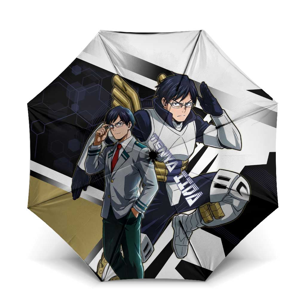 Tenya Iida Umbrella Dynamic Anime Action Illustration with Futuristic Hero Armor