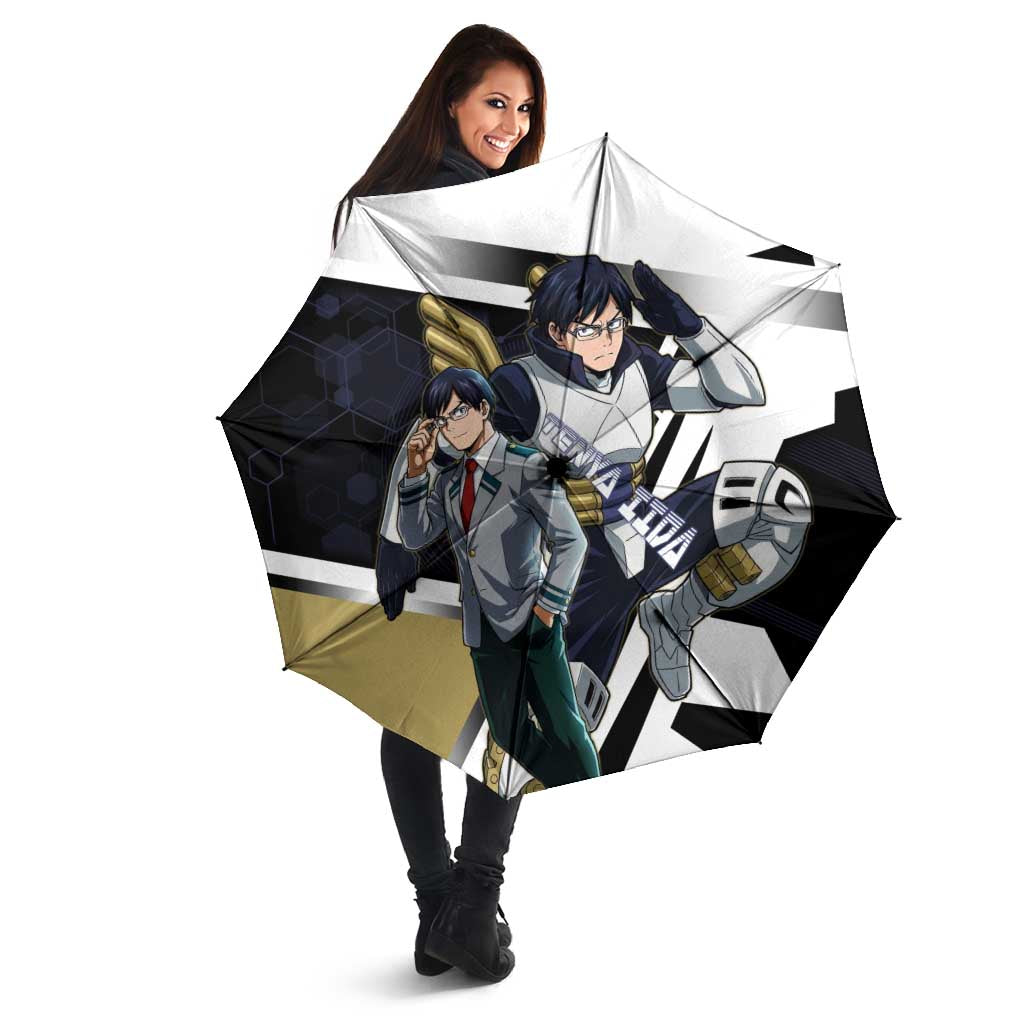 Tenya Iida Umbrella Dynamic Anime Action Illustration with Futuristic Hero Armor