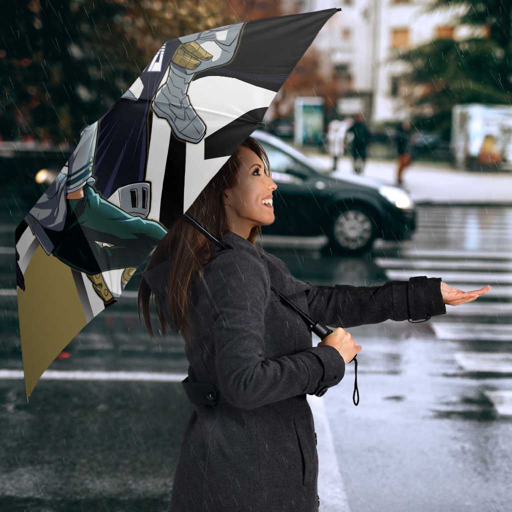 Tenya Iida Umbrella Dynamic Anime Action Illustration with Futuristic Hero Armor