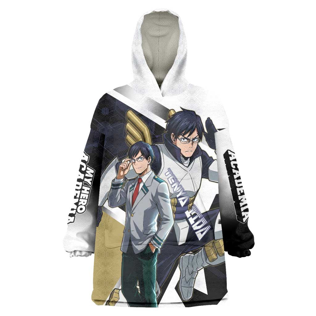 Tenya Iida Wearable Blanket Hoodie Dynamic Anime Action Illustration with Futuristic Hero Armor
