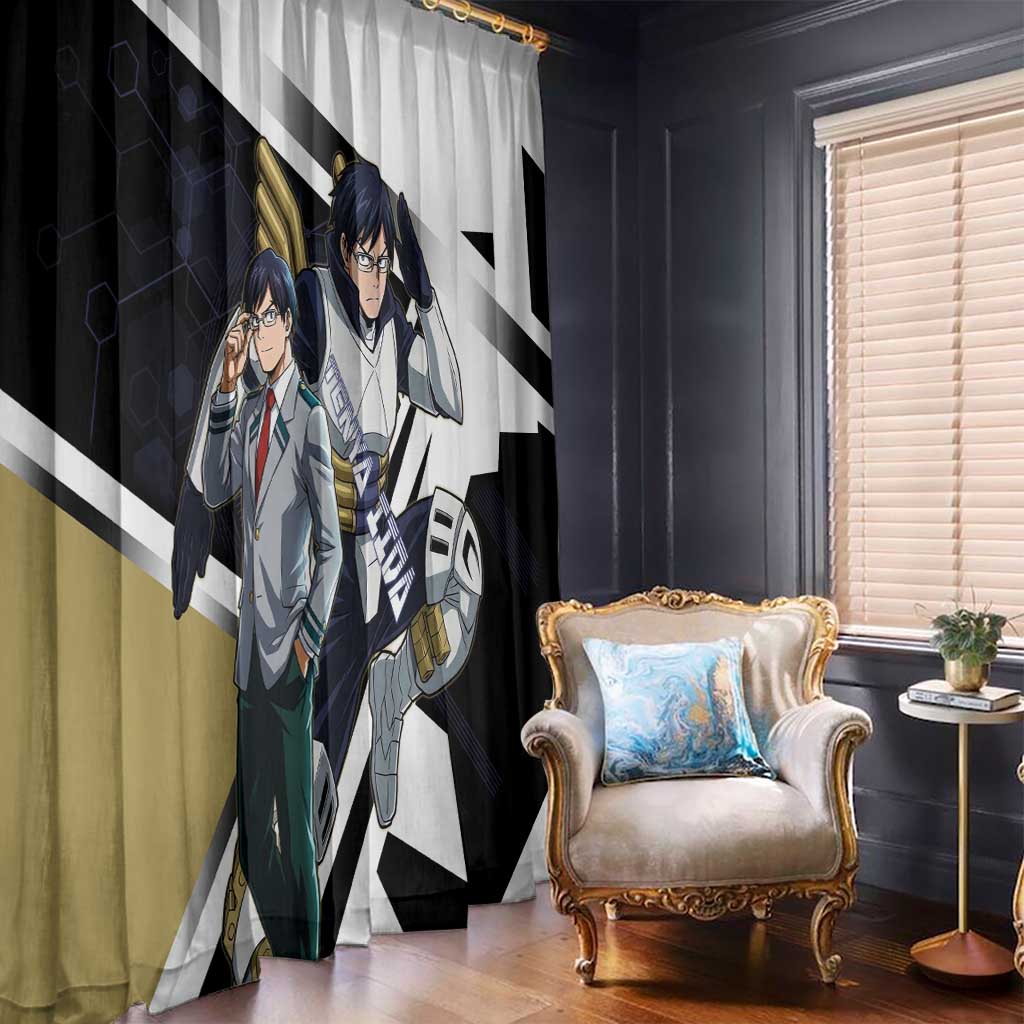 Tenya Iida Window Curtain Dynamic Anime Action Illustration with Futuristic Hero Armor
