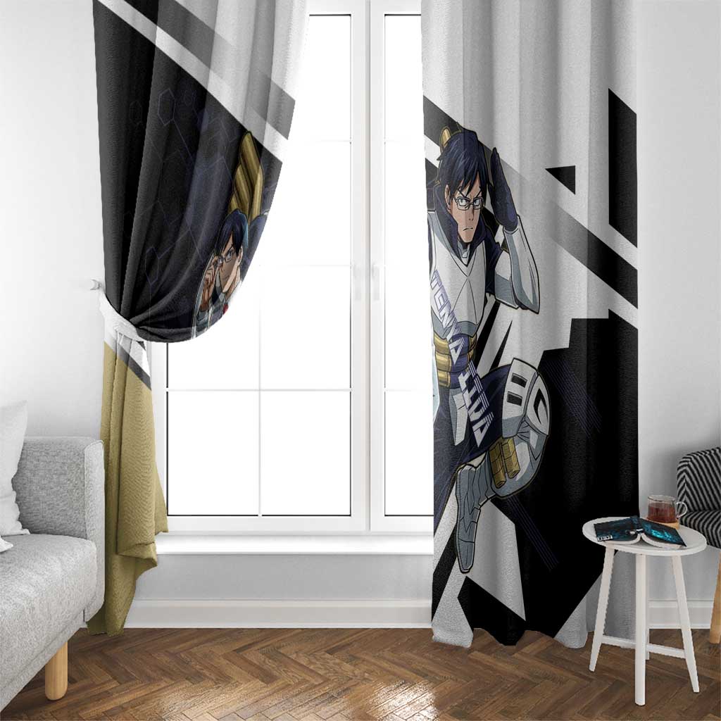 Tenya Iida Window Curtain Dynamic Anime Action Illustration with Futuristic Hero Armor