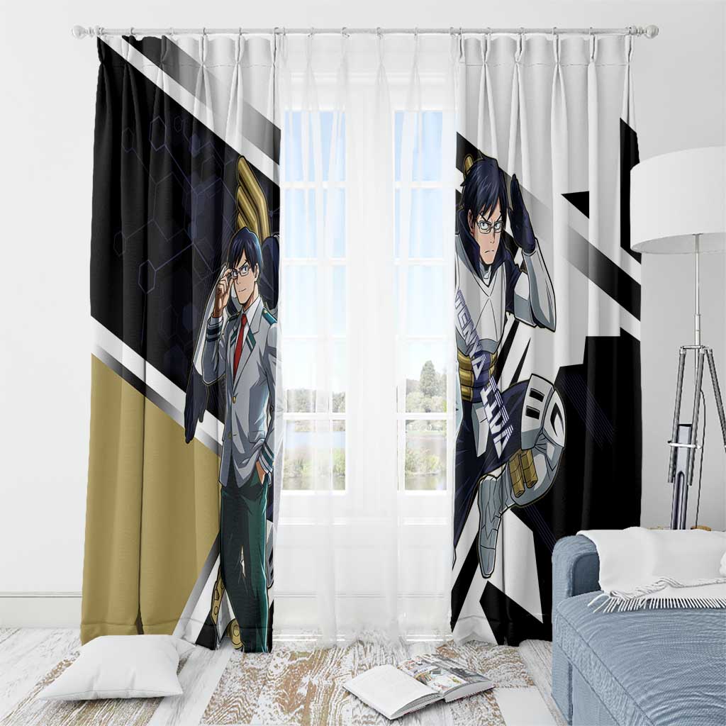 Tenya Iida Window Curtain Dynamic Anime Action Illustration with Futuristic Hero Armor