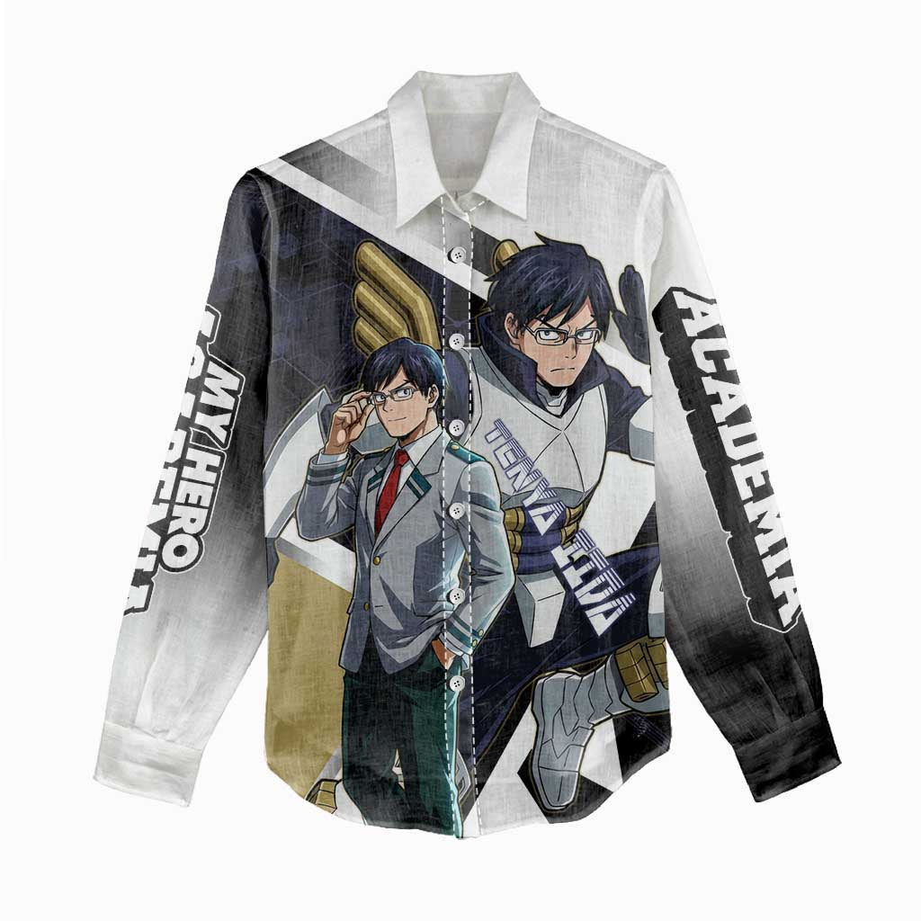 Tenya Iida Women Casual Shirt Dynamic Anime Action Illustration with Futuristic Hero Armor