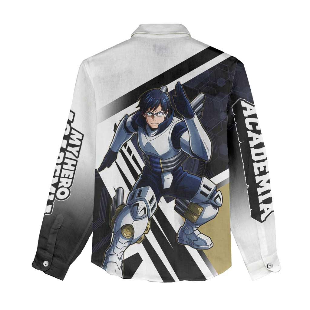 Tenya Iida Women Casual Shirt Dynamic Anime Action Illustration with Futuristic Hero Armor