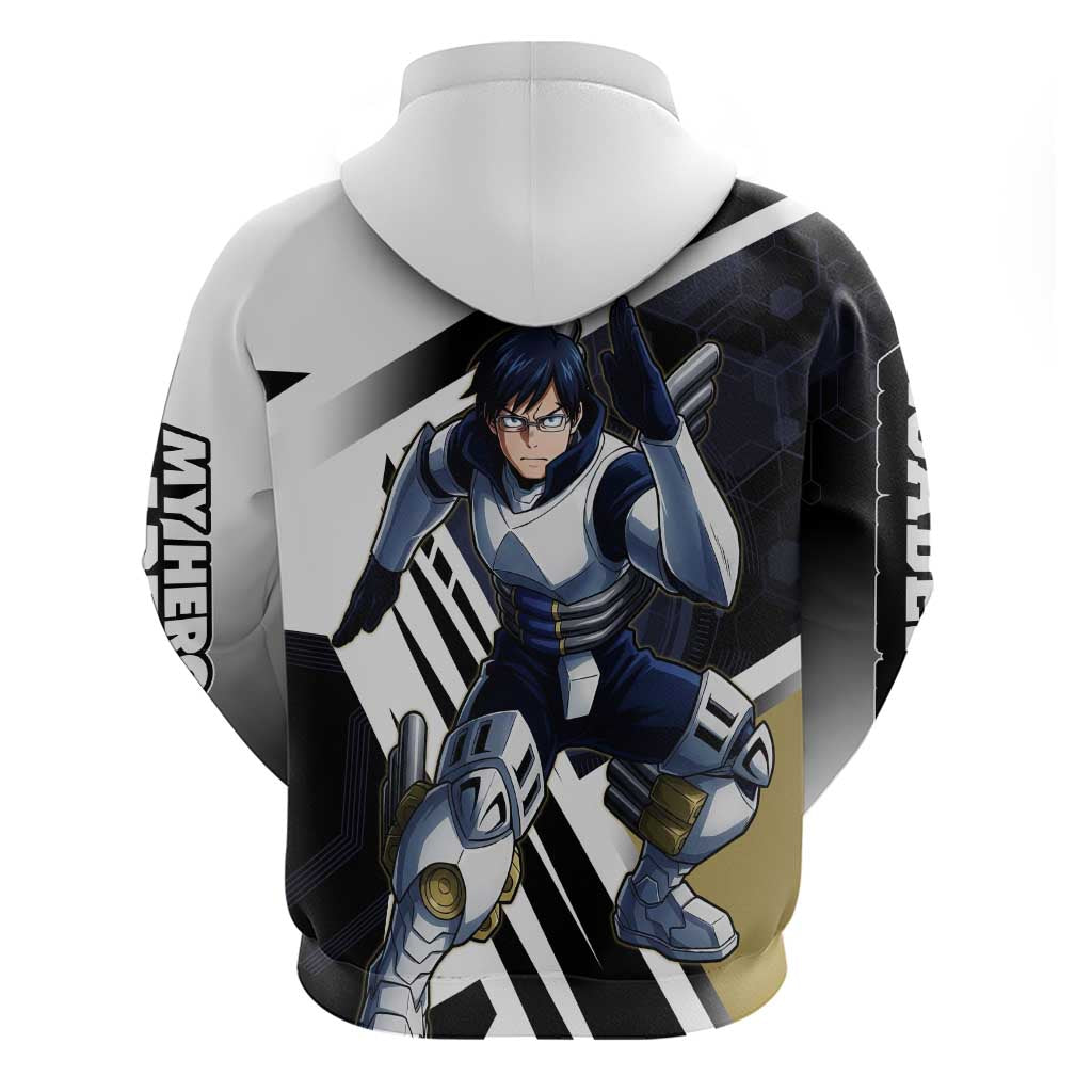 Tenya Iida Zip Hoodie Dynamic Anime Action Illustration with Futuristic Hero Armor
