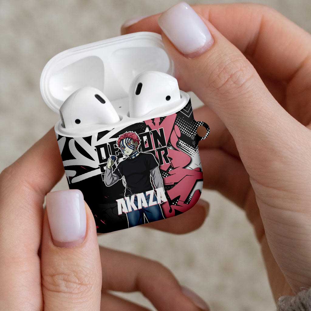 Akaza Demon Slayer AirPods Case Pink & Black Graffiti Anime Graphic