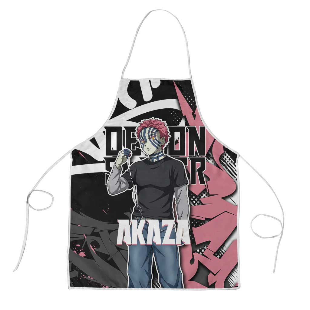Akaza Demon Slayer Apron Pink & Black Graffiti Anime Graphic
