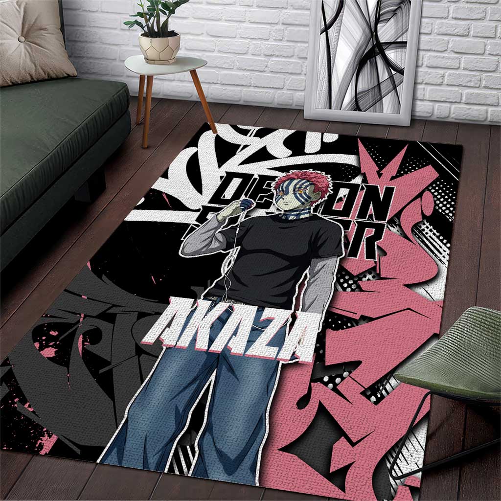 Akaza Demon Slayer Area Rug Pink & Black Graffiti Anime Graphic