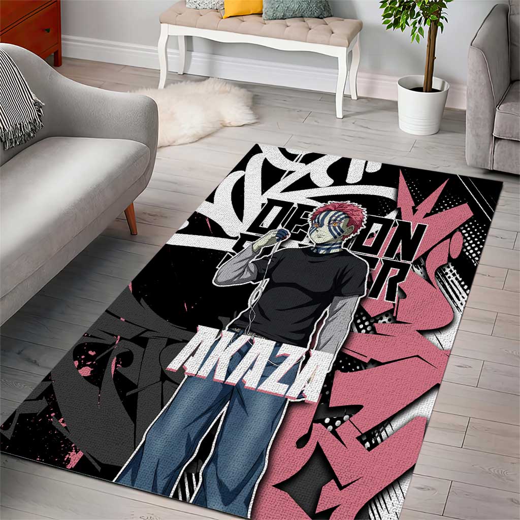 Akaza Demon Slayer Area Rug Pink & Black Graffiti Anime Graphic