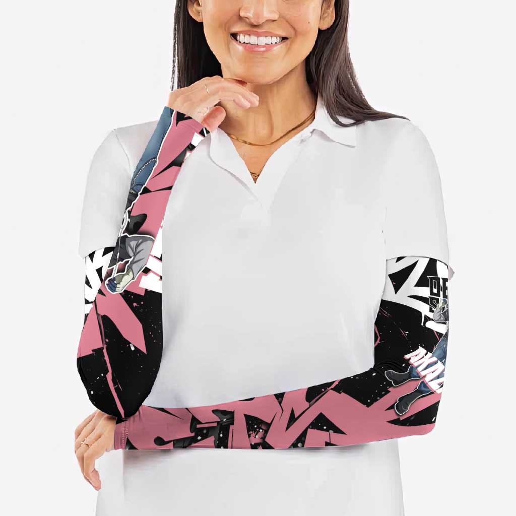 Akaza Demon Slayer Arm Sleeves Pink & Black Graffiti Anime Graphic