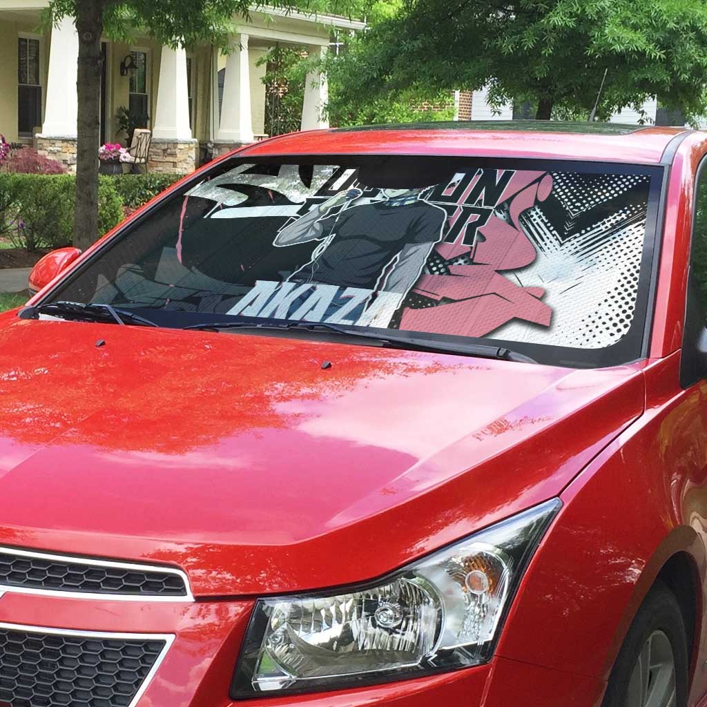 Akaza Demon Slayer Auto Sun Shade Pink & Black Graffiti Anime Graphic