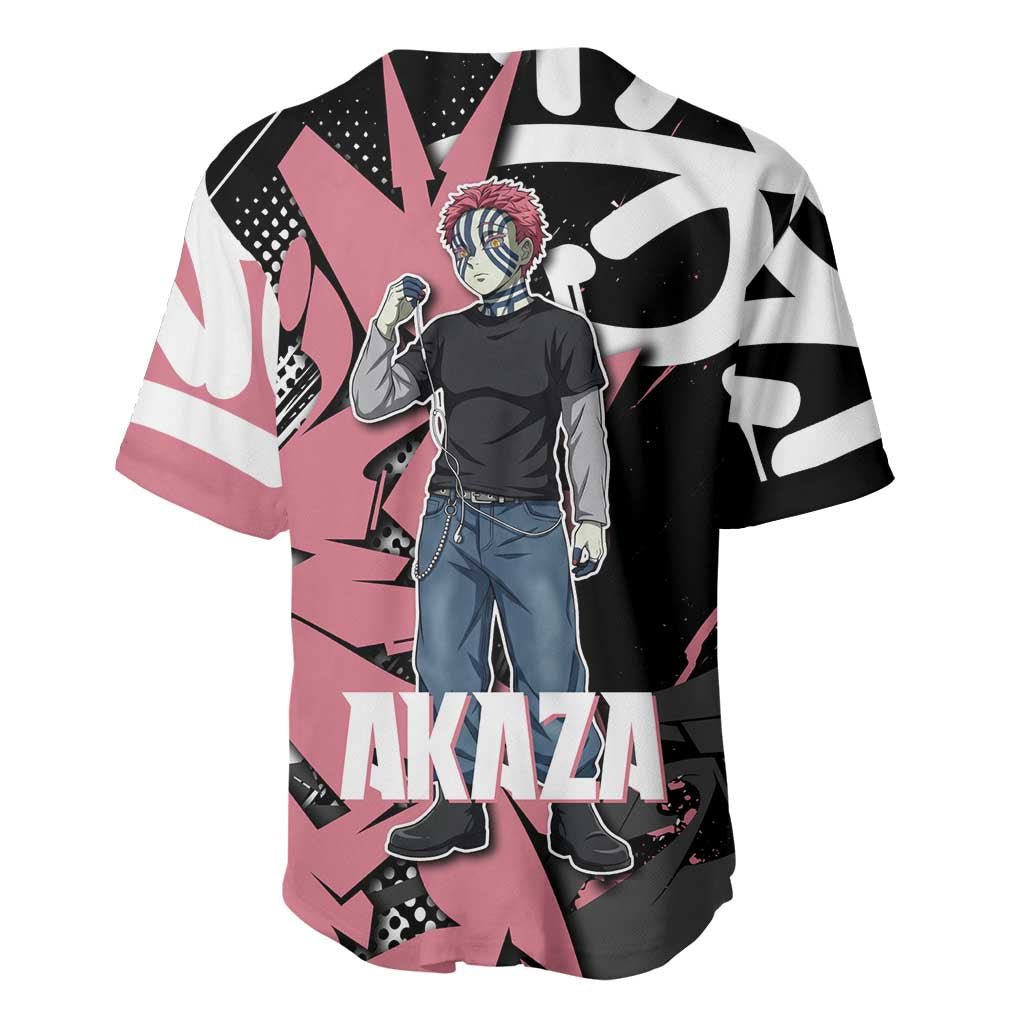 Akaza Demon Slayer Baseball Jersey Pink & Black Graffiti Anime Graphic