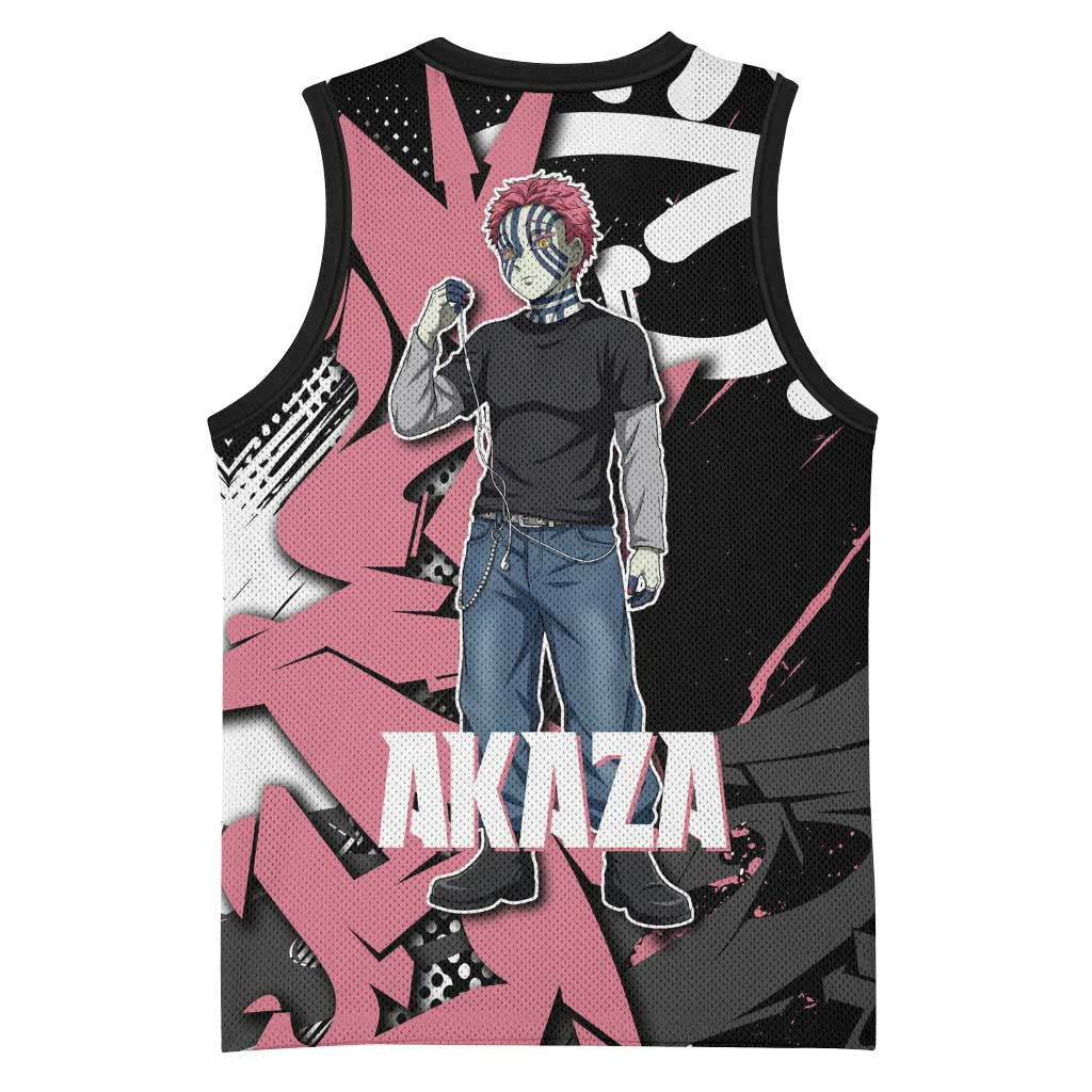 Akaza Demon Slayer Basketball Jersey Pink & Black Graffiti Anime Graphic