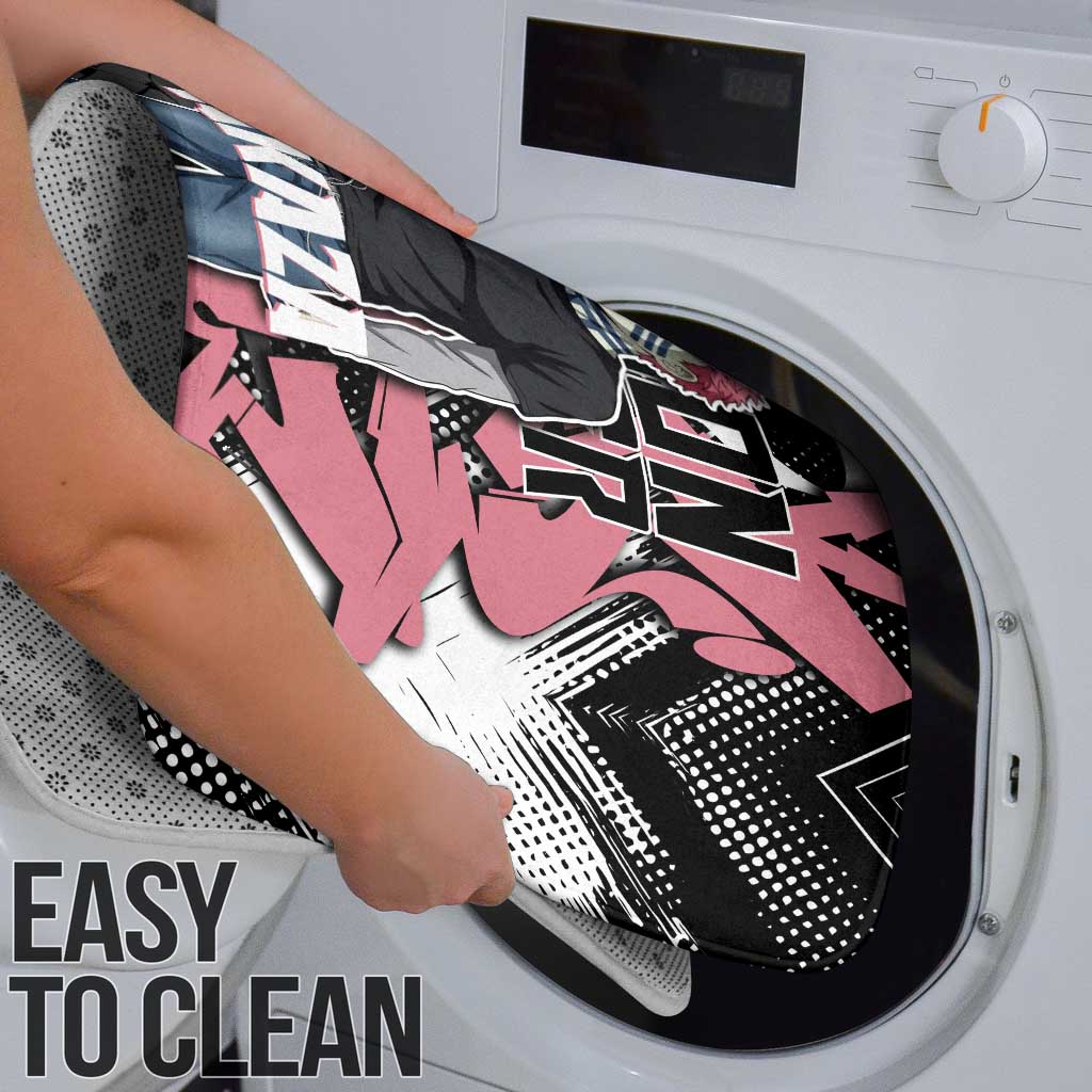 Akaza Demon Slayer Bathroom Set Pink & Black Graffiti Anime Graphic