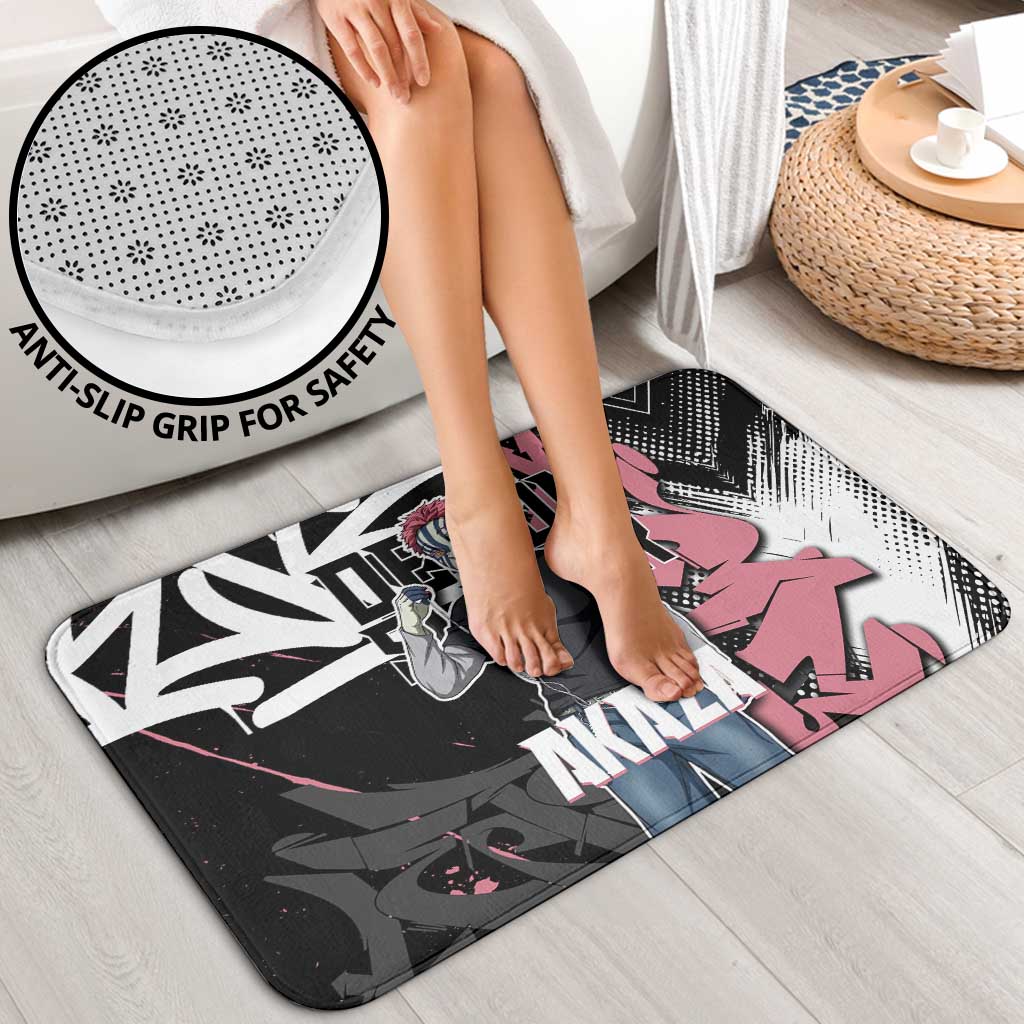 Akaza Demon Slayer Bathroom Set Pink & Black Graffiti Anime Graphic