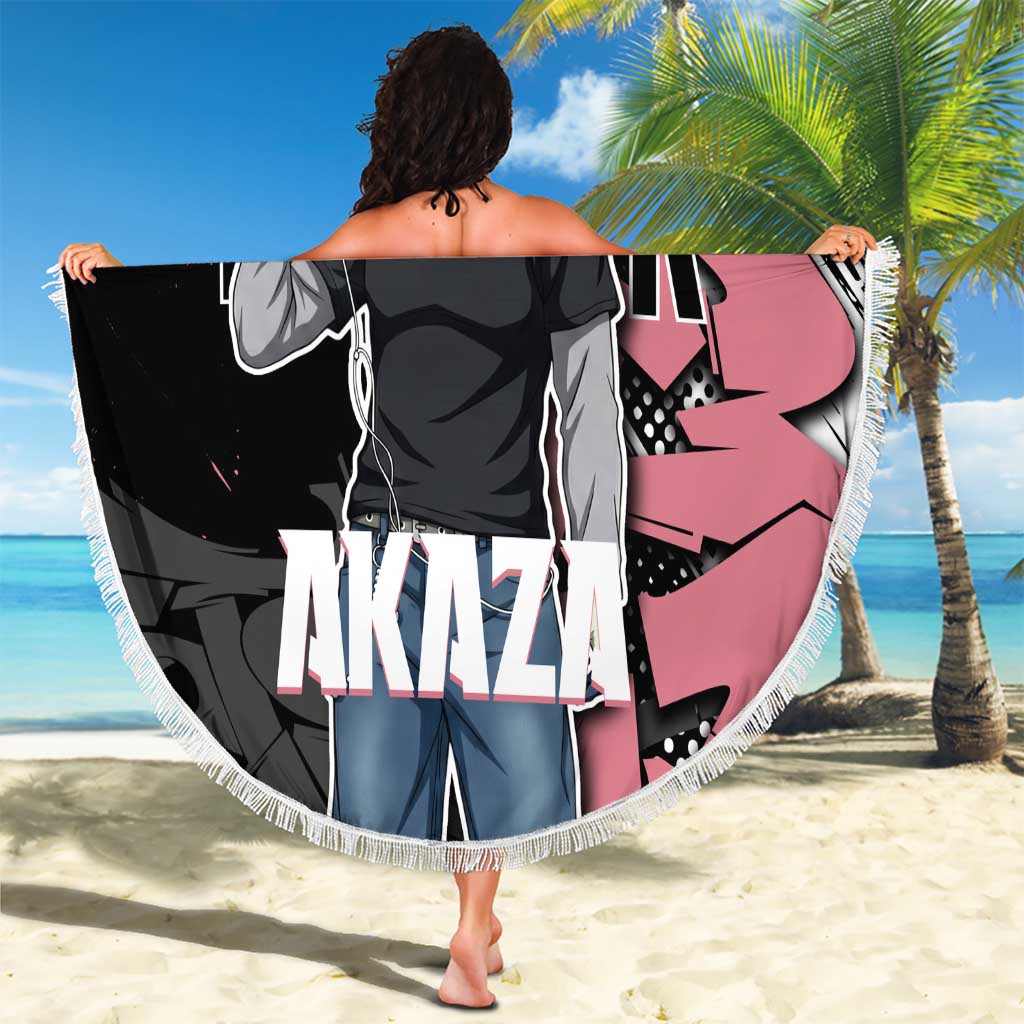 Akaza Demon Slayer Beach Blanket Pink & Black Graffiti Anime Graphic