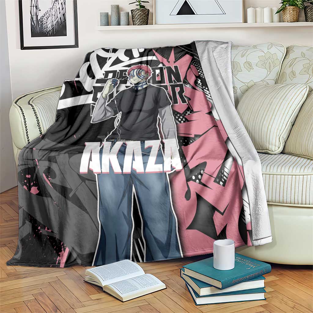 Akaza Demon Slayer Blanket Pink & Black Graffiti Anime Graphic