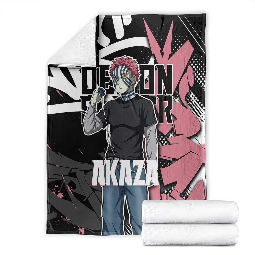 Akaza Demon Slayer Blanket Pink & Black Graffiti Anime Graphic