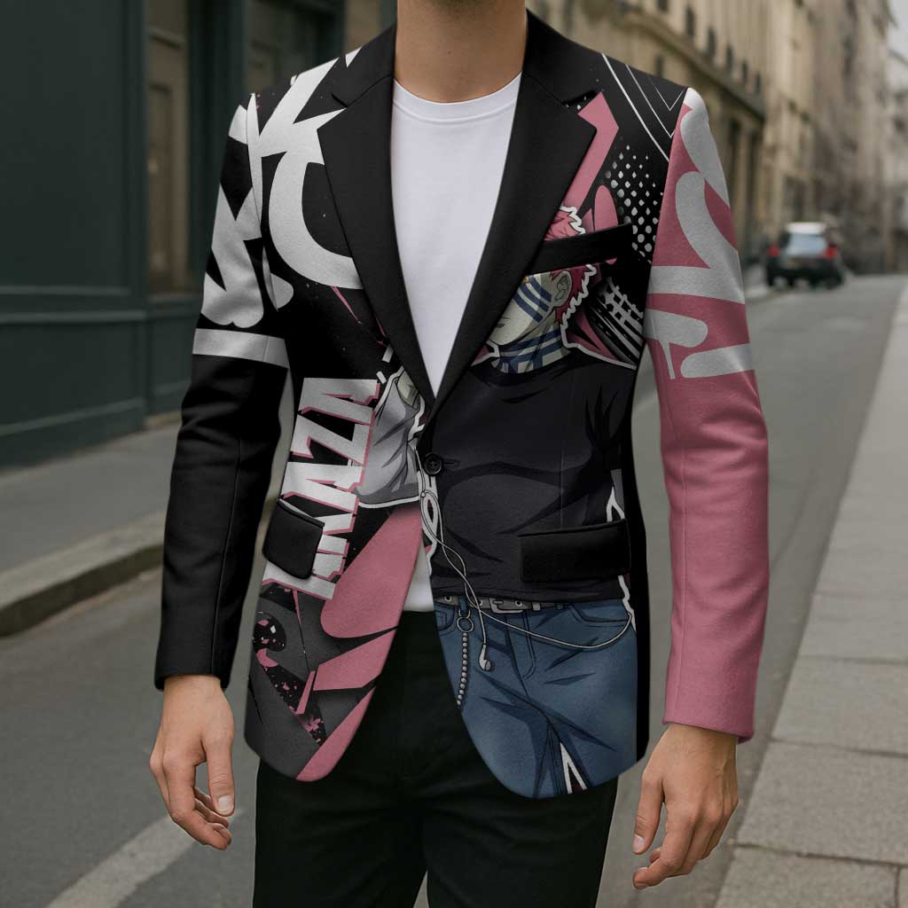 Akaza Demon Slayer Blazer Pink & Black Graffiti Anime Graphic