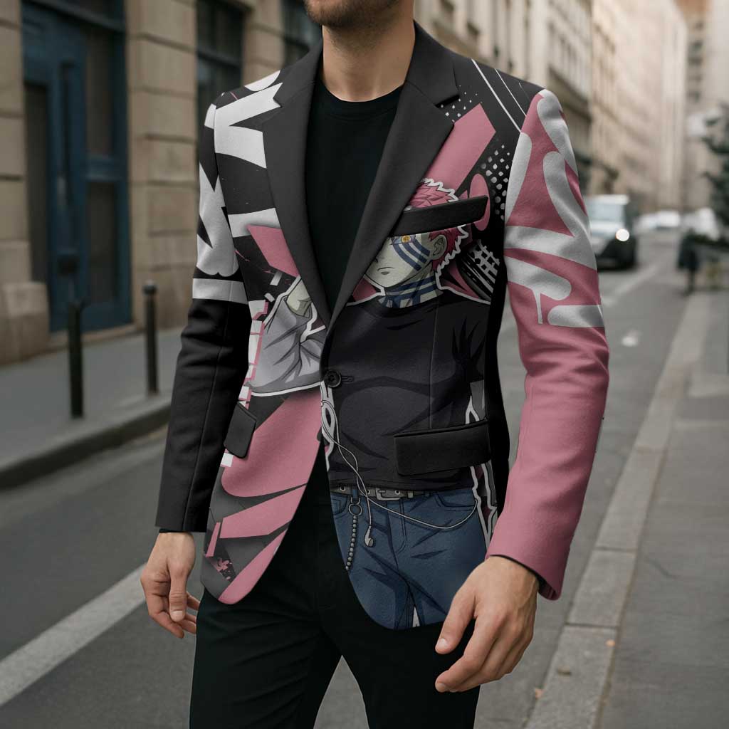 Akaza Demon Slayer Blazer Pink & Black Graffiti Anime Graphic