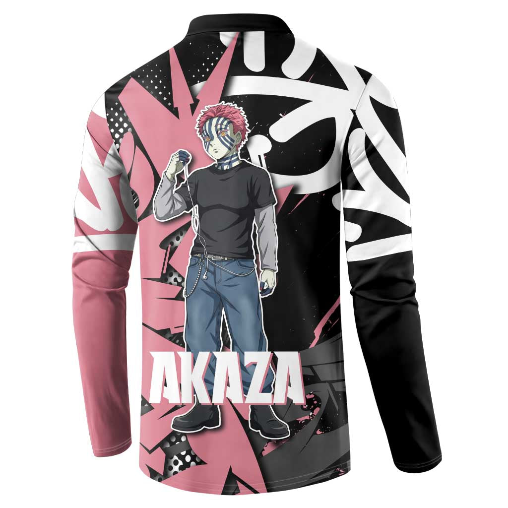 Akaza Demon Slayer Button Sweatshirt Pink & Black Graffiti Anime Graphic