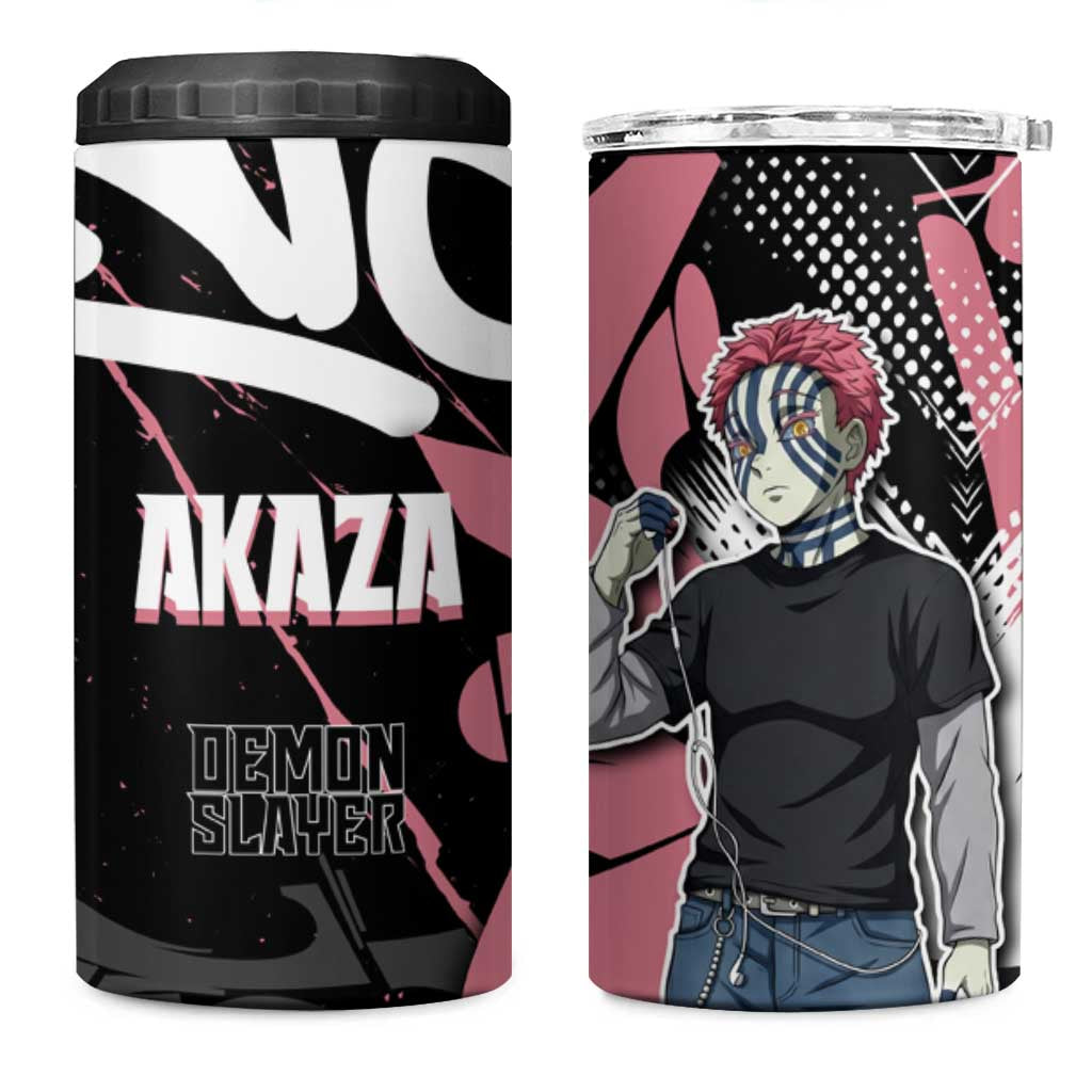 Akaza Demon Slayer 4 in 1 Can Cooler Tumbler Pink & Black Graffiti Anime Graphic