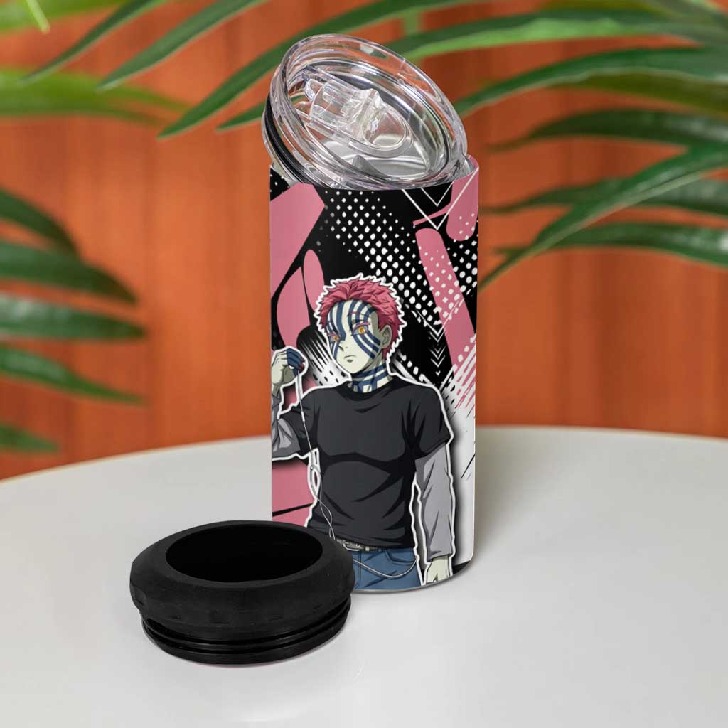 Akaza Demon Slayer 4 in 1 Can Cooler Tumbler Pink & Black Graffiti Anime Graphic