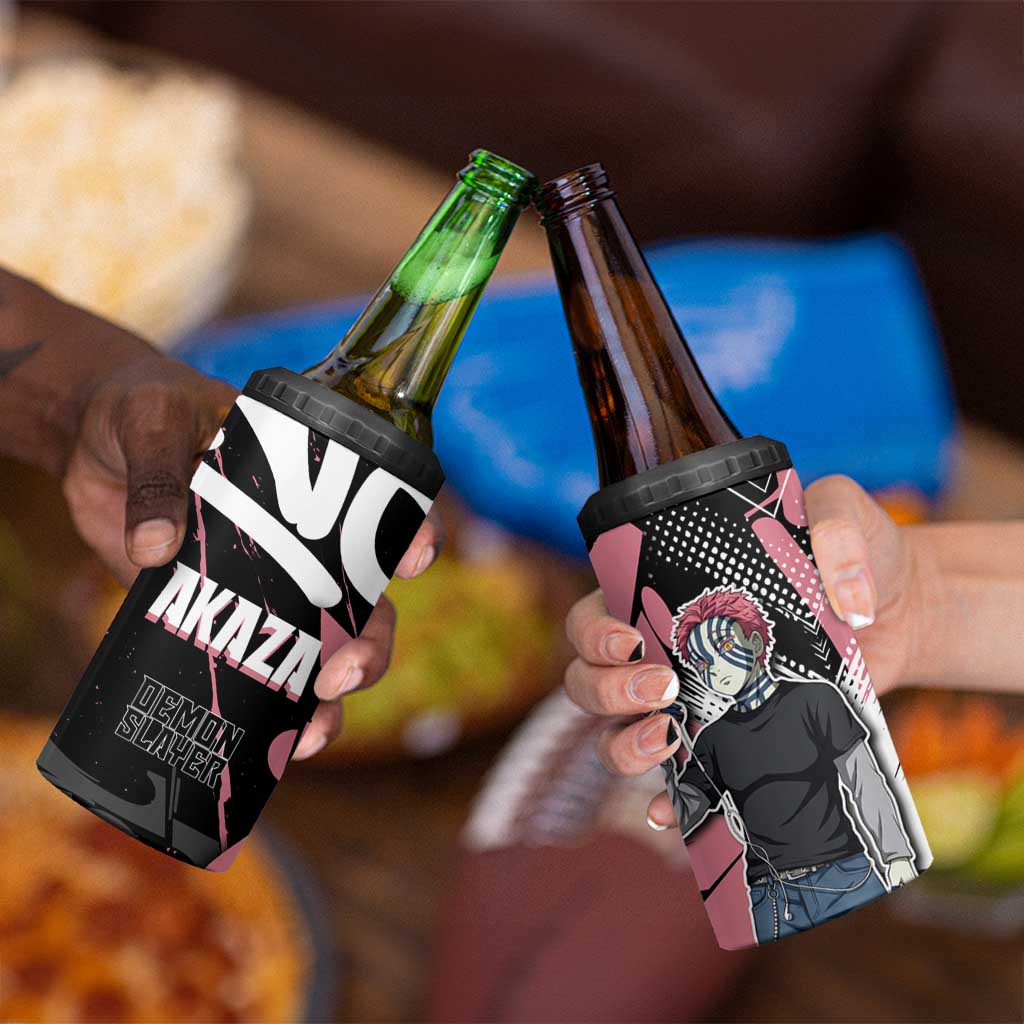 Akaza Demon Slayer 4 in 1 Can Cooler Tumbler Pink & Black Graffiti Anime Graphic