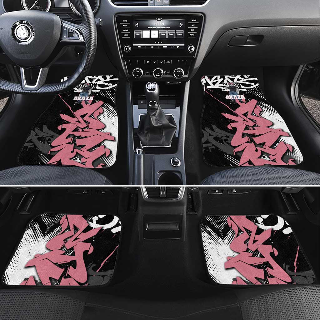 Akaza Demon Slayer Car Mats Pink & Black Graffiti Anime Graphic