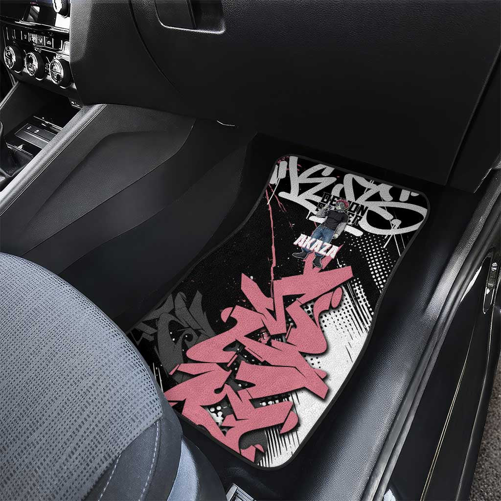 Akaza Demon Slayer Car Mats Pink & Black Graffiti Anime Graphic