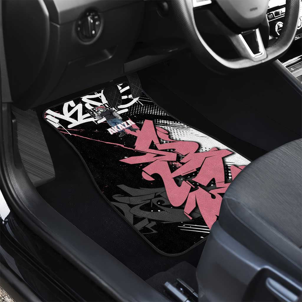 Akaza Demon Slayer Car Mats Pink & Black Graffiti Anime Graphic