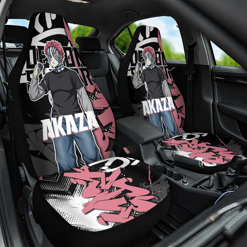Akaza Demon Slayer Car Seat Cover Pink & Black Graffiti Anime Graphic
