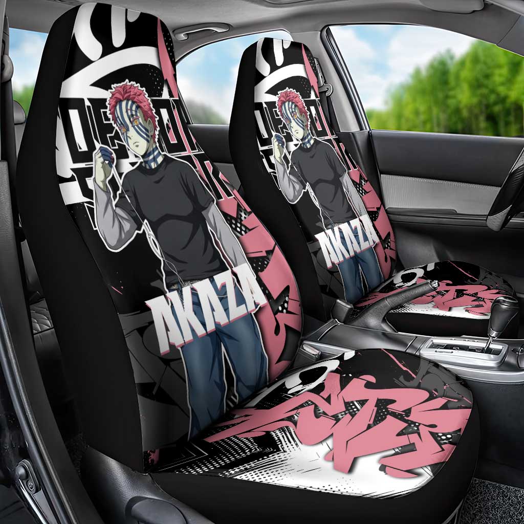 Akaza Demon Slayer Car Seat Cover Pink & Black Graffiti Anime Graphic