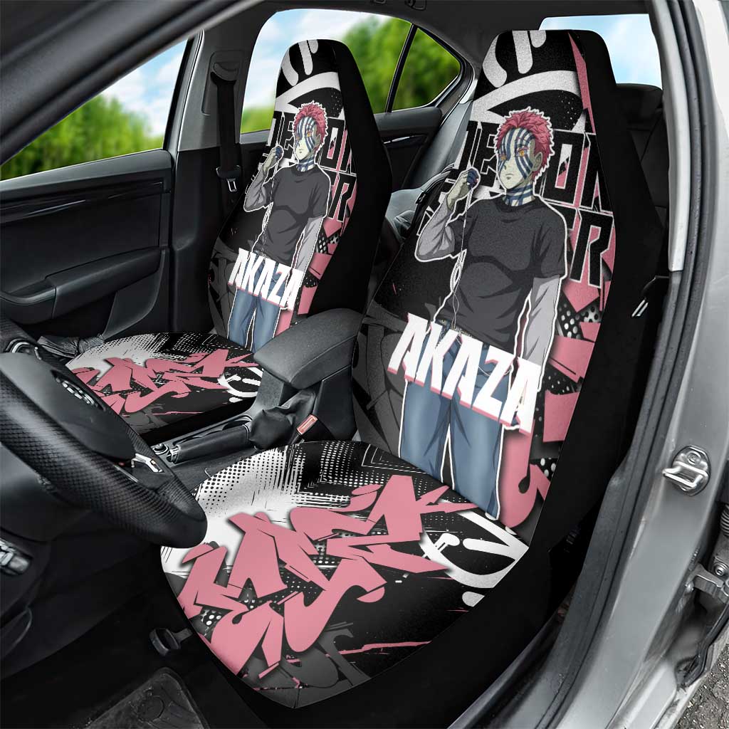 Akaza Demon Slayer Car Seat Cover Pink & Black Graffiti Anime Graphic