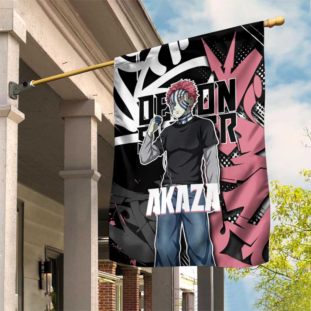 Akaza Demon Slayer Garden Flag Pink & Black Graffiti Anime Graphic