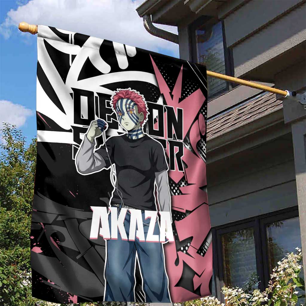 Akaza Demon Slayer Garden Flag Pink & Black Graffiti Anime Graphic