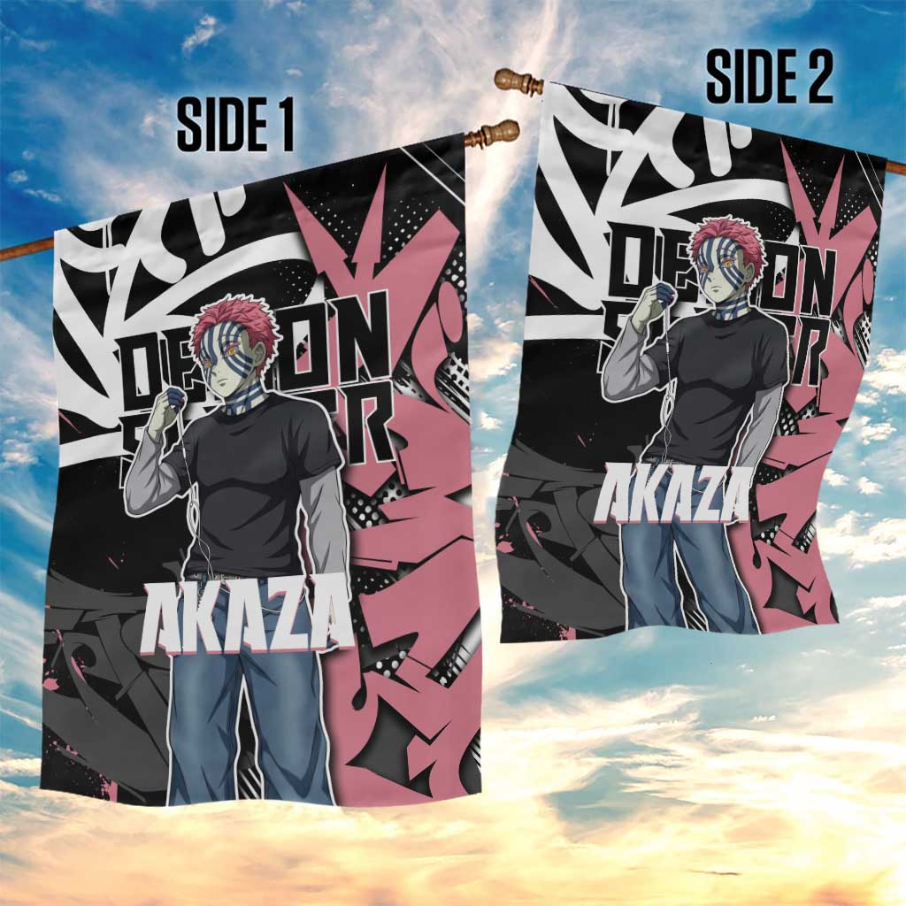 Akaza Demon Slayer Garden Flag Pink & Black Graffiti Anime Graphic