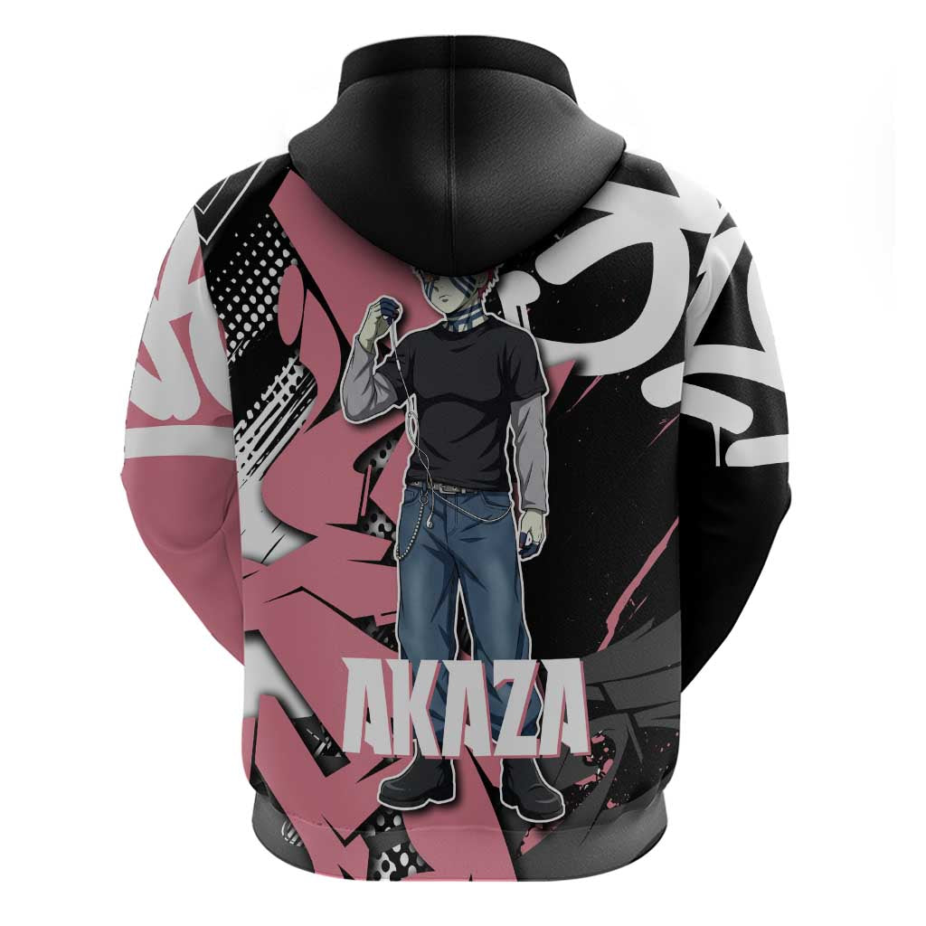 Akaza Demon Slayer Hoodie Pink & Black Graffiti Anime Graphic