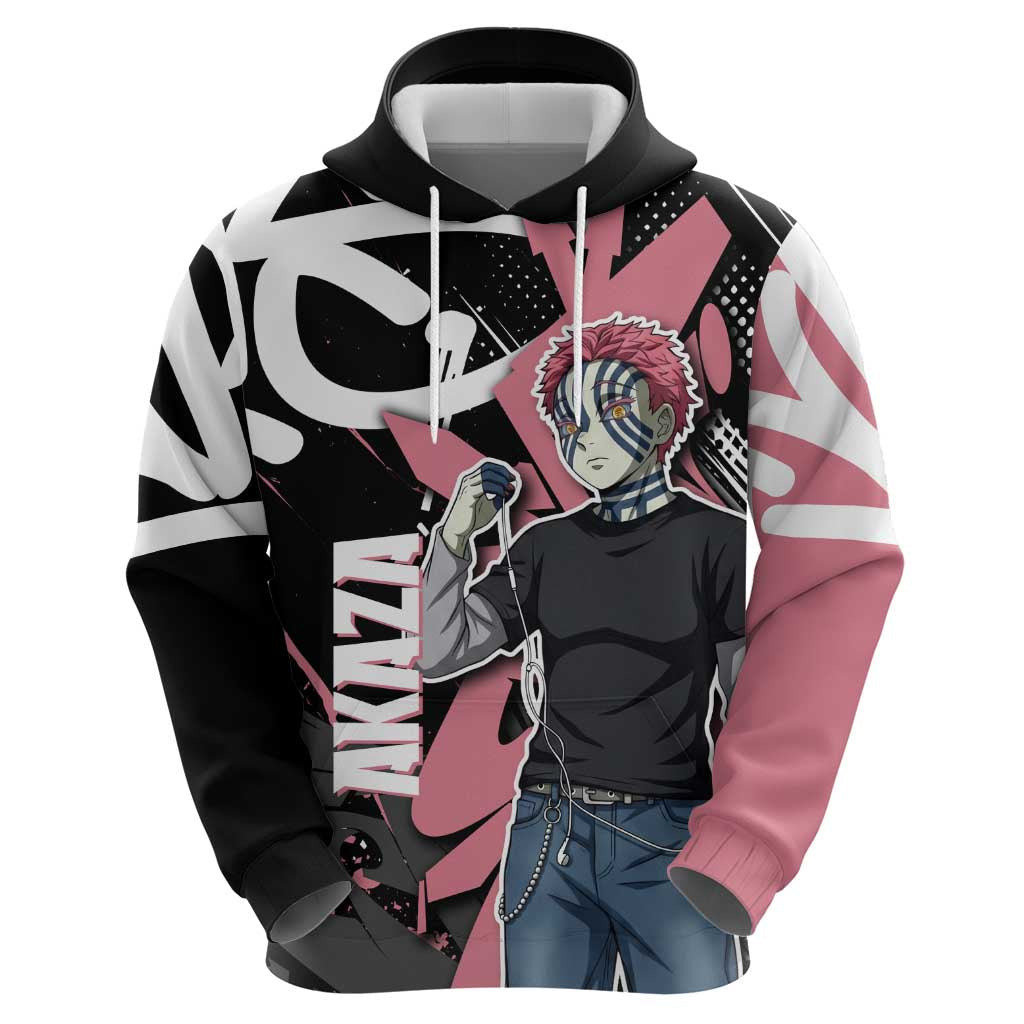 Akaza Demon Slayer Hoodie Pink & Black Graffiti Anime Graphic