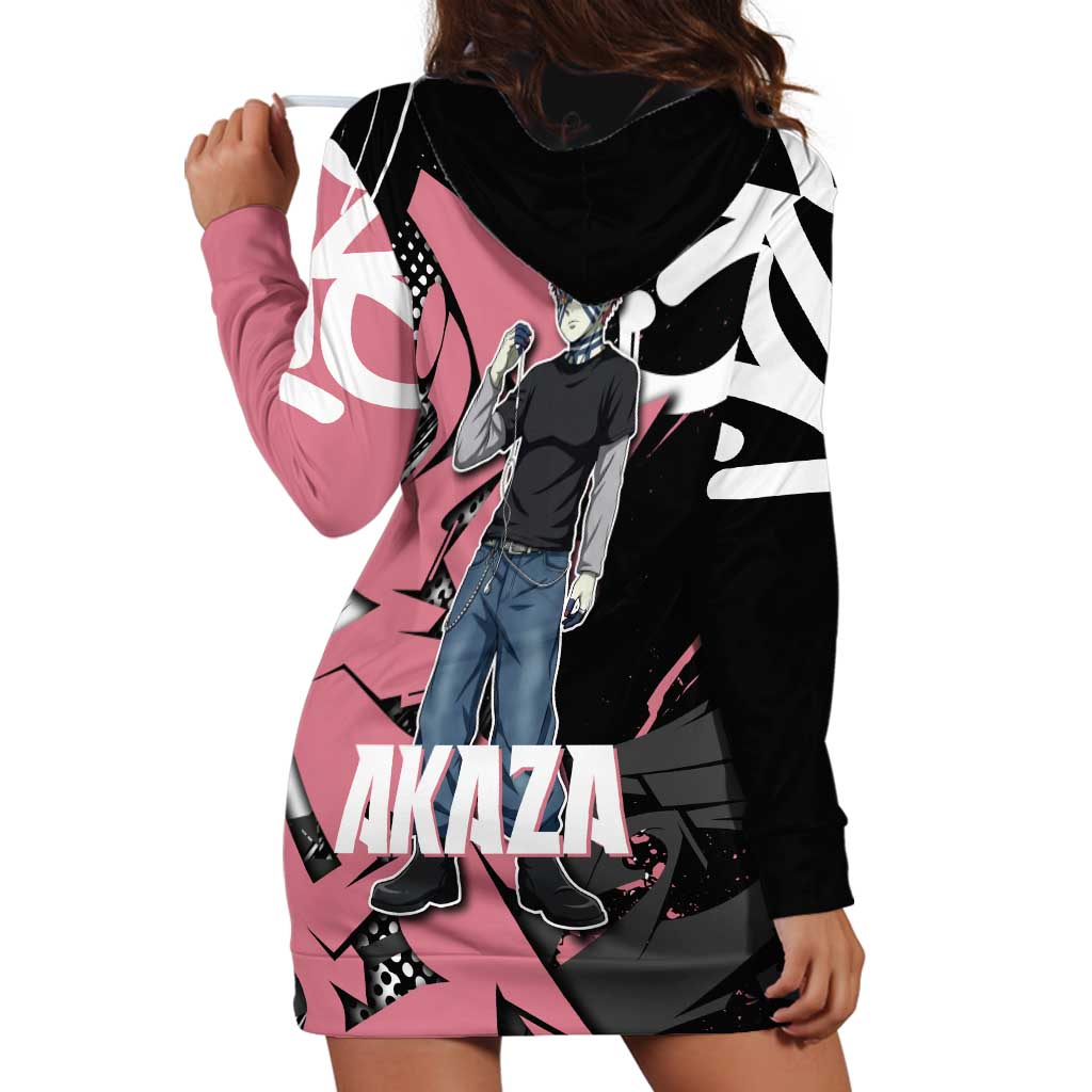 Akaza Demon Slayer Hoodie Dress Pink & Black Graffiti Anime Graphic