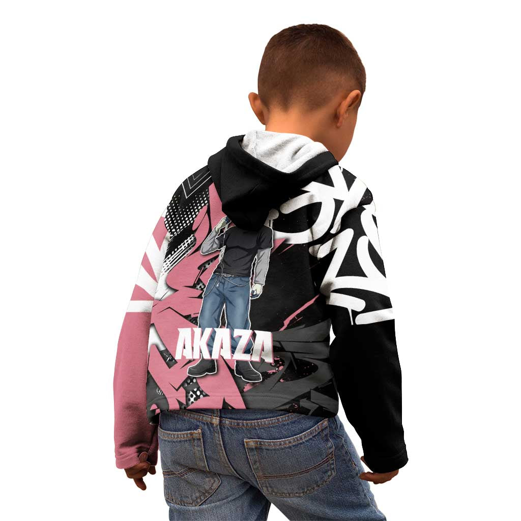 Akaza Demon Slayer Kid Hoodie Pink & Black Graffiti Anime Graphic